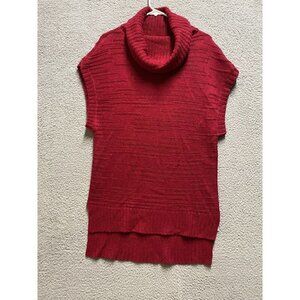 White House Black Market Long Sleeveless Red Turtleneck Sweater Top XS
